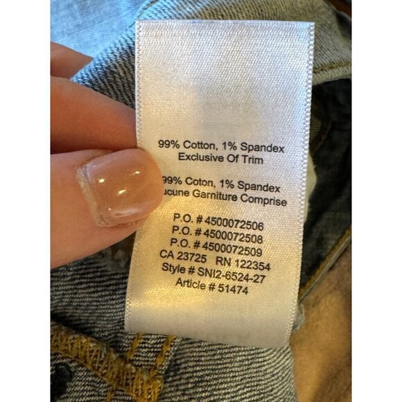 Talula Aritzia Shorts Womens 30 Blue Denim Medium Wash High Rise Raw Hem Jean - Picture 8 of 8